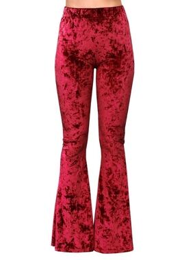 Daisy Del Sol Red Velvet Stretchy Flared Bell Bottom Pants
